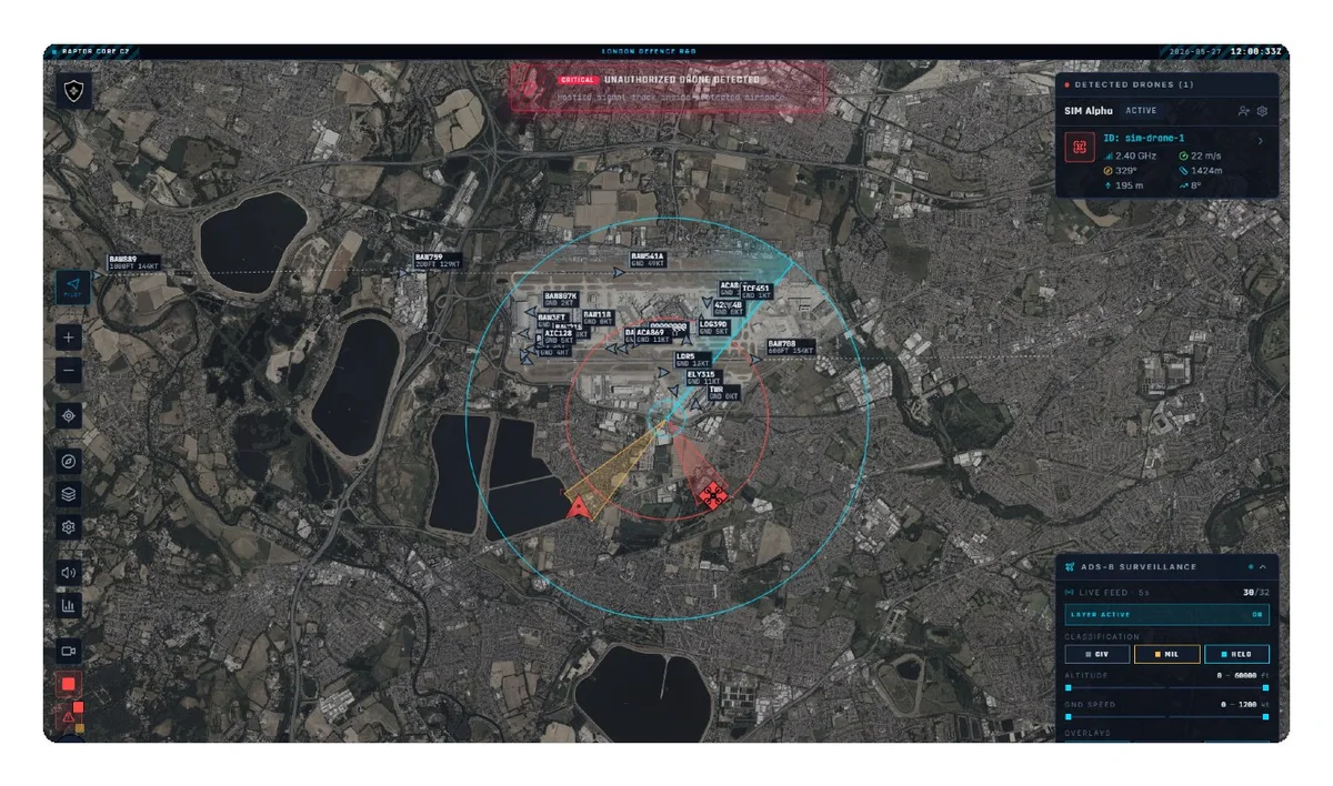 Raptor Core C2: Unauthorised drone detection and RF effector tasking
