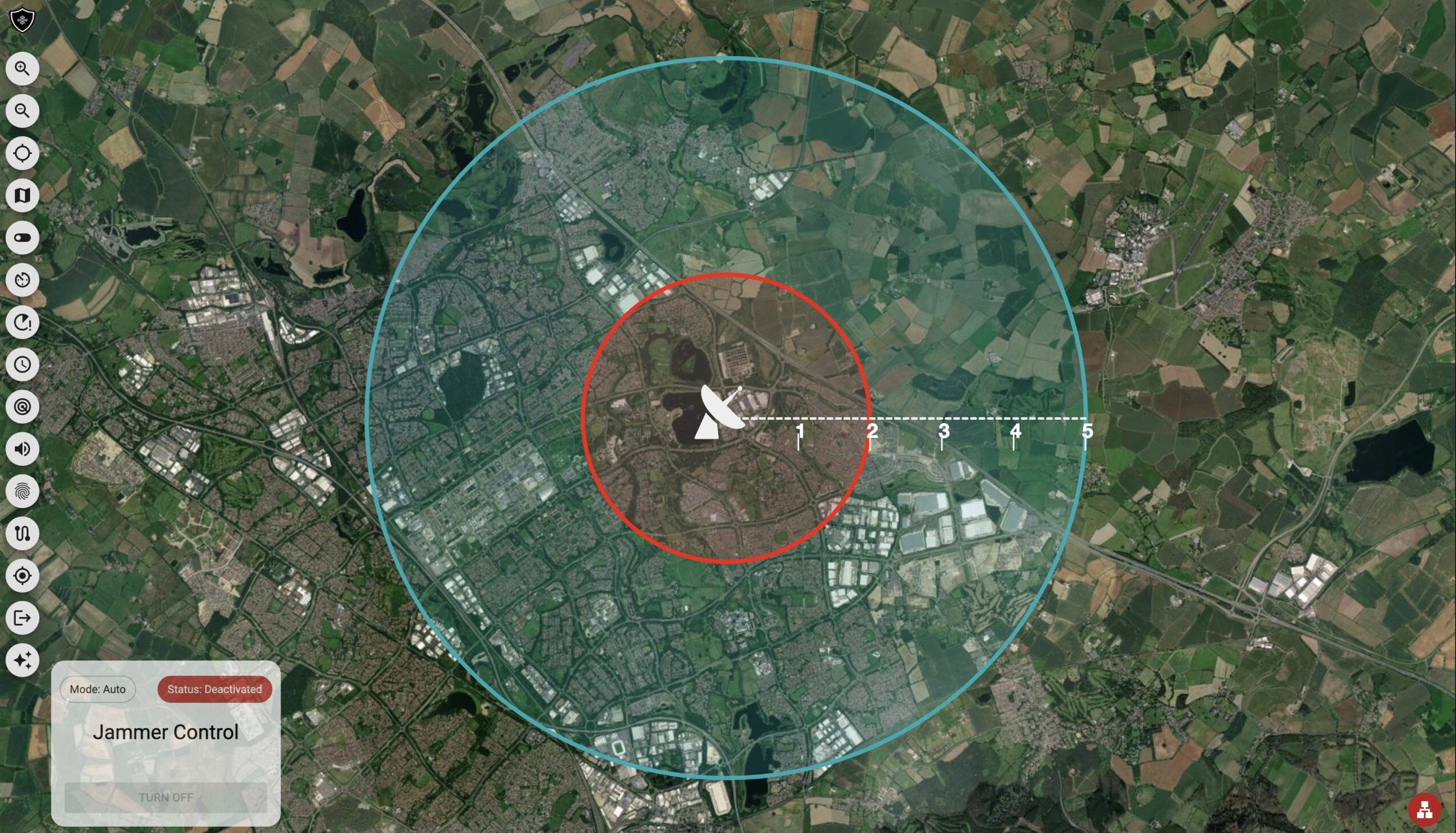 LDR5000 Long Range Anti Drone System C2 Panel Software for Jammer and Radar Control